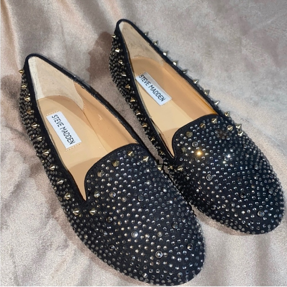 Steve Madden Black Sparkling Flats